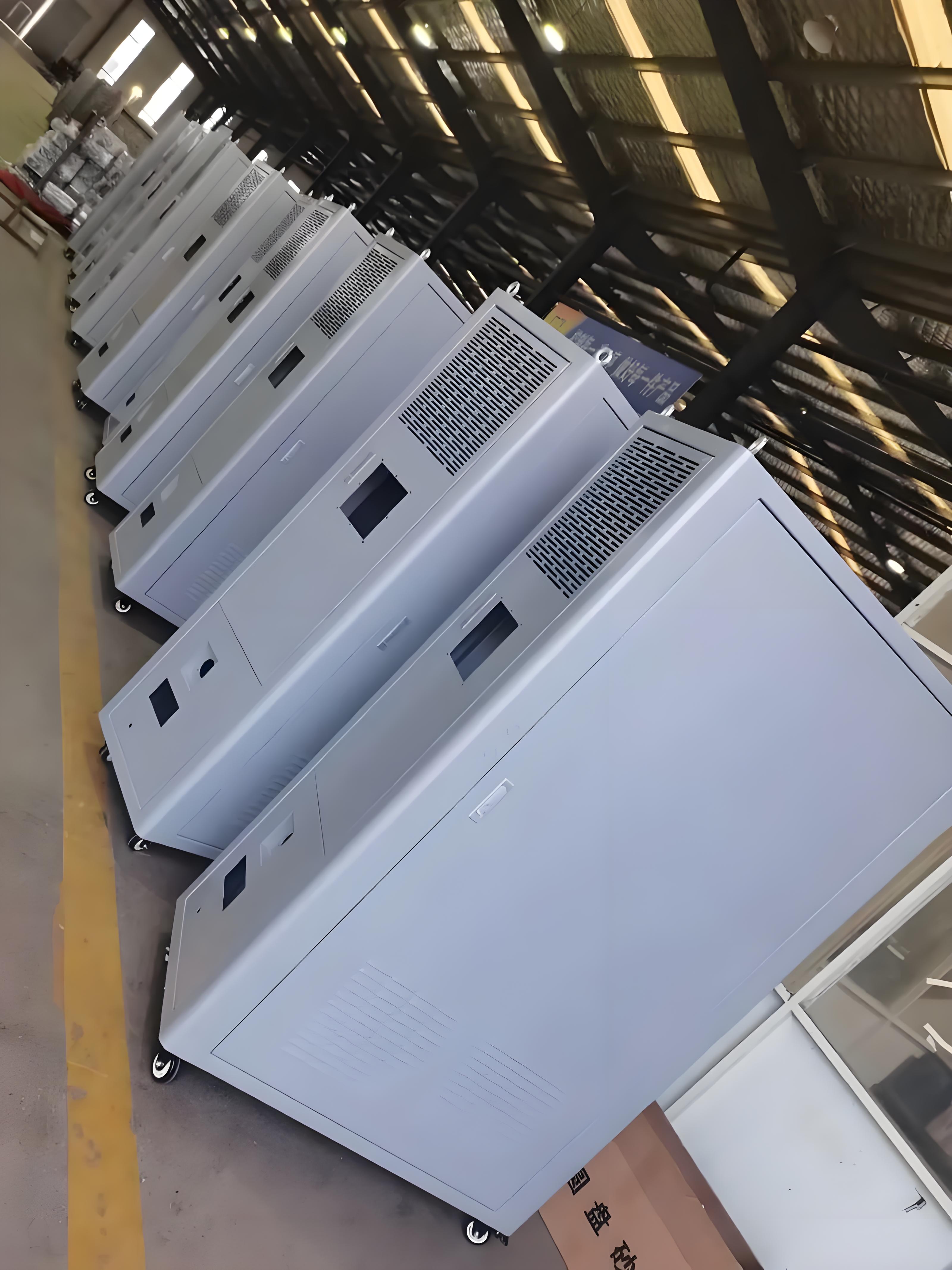 Finished enclosures queued for dispatch